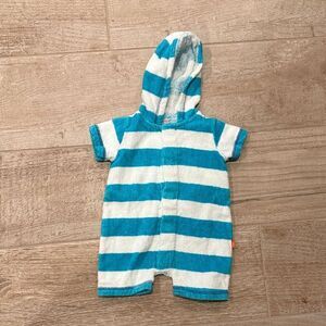 Magnificent Baby Blue and White Striped Romper 3M